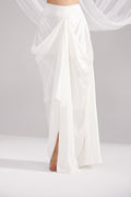 Pearl White Pure Silk Draped Skirt