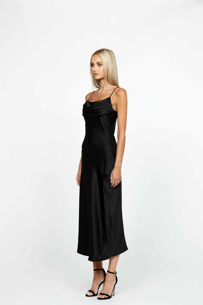 Peita Satin Cowl Neck Midi - Dress - Bariano