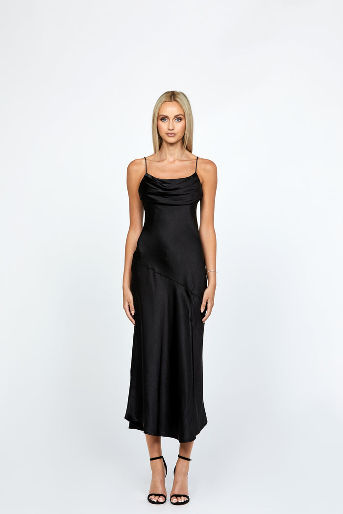 Peita Satin Cowl Neck Midi - Dress - Bariano