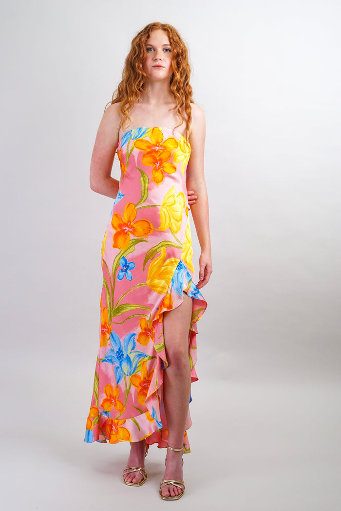 Private Label DRESSES Pink Floral Tube Maxi Dress