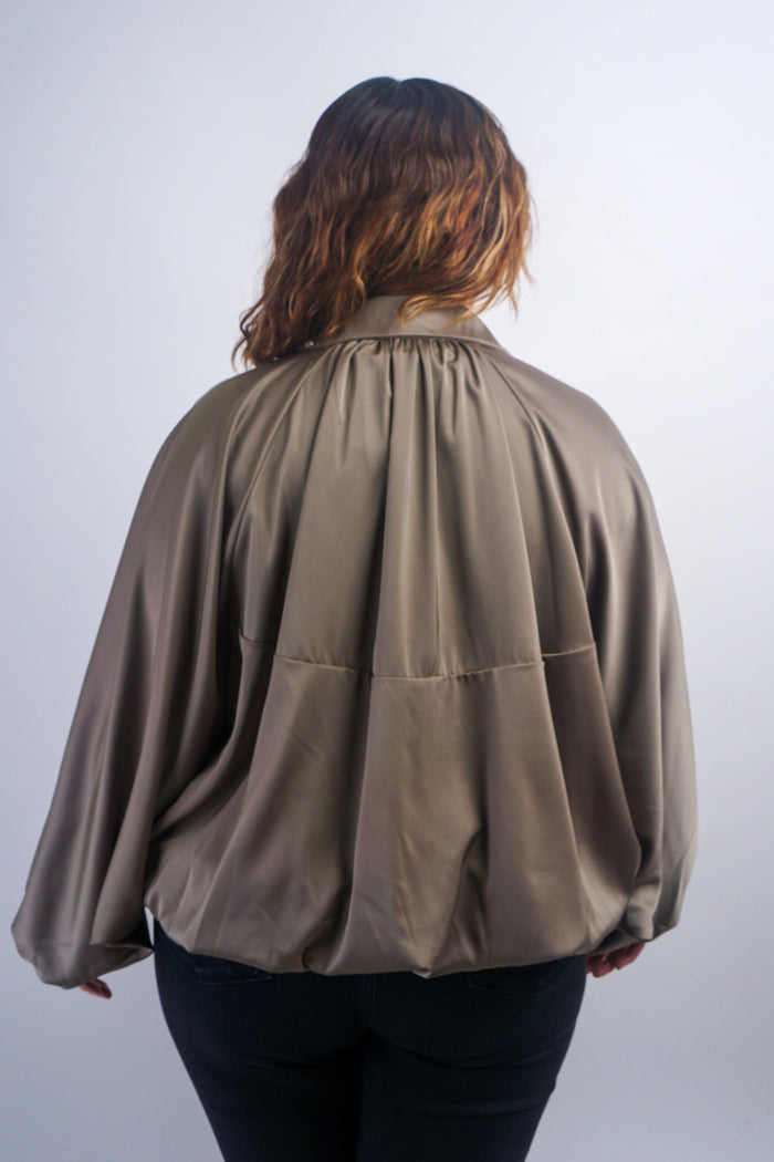 Private Label TOPS Plus Olive Blouson Raglan Sleeve Jacket
