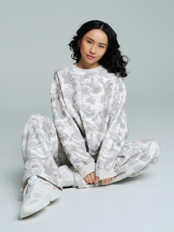 Plush Fleece Straight Leg Sweat Pant - Snow Camo