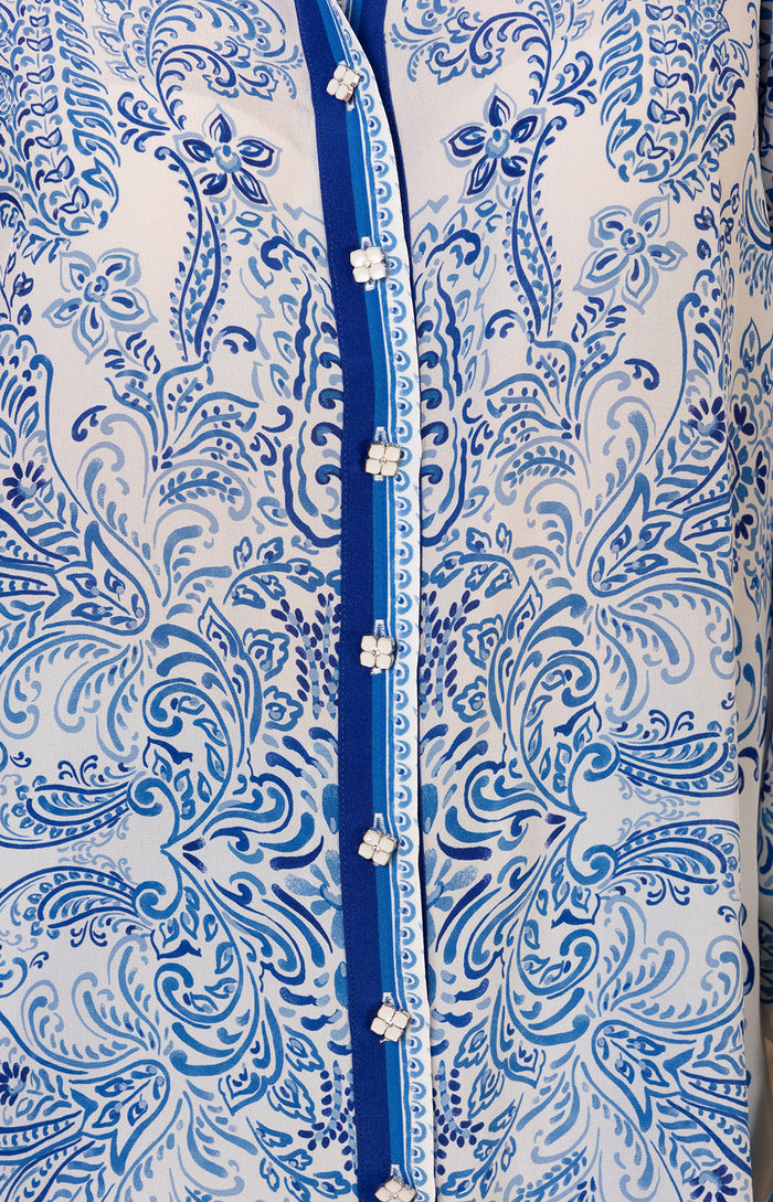 Quill Silk Top, color-Blue