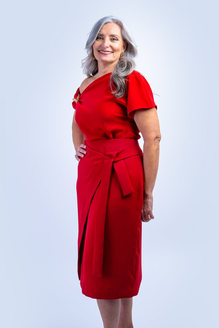 Chloe Dao SKIRTS Red Misha Wrapped Midi Skirt