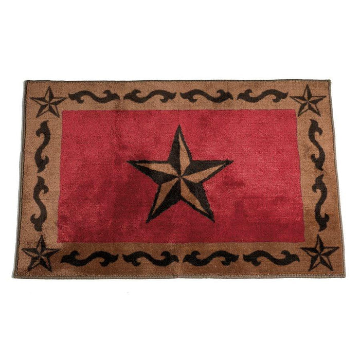 Red Star Scroll Motif Rug