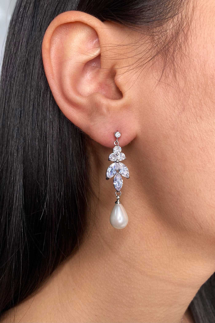 Remy Pearl Tree Drop Earring Silver - Jewellery - Windsor Bridal Jewellery