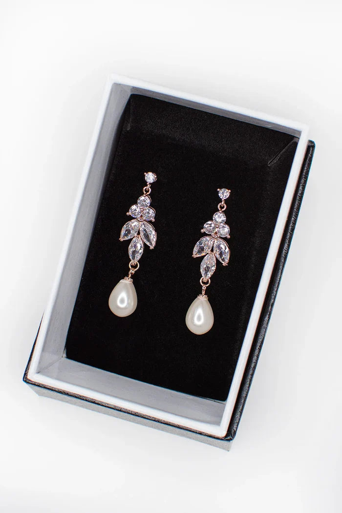 Remy Pearl Tree Drop Earring Rose Gold - Jewellery - Windsor Bridal Jewellery