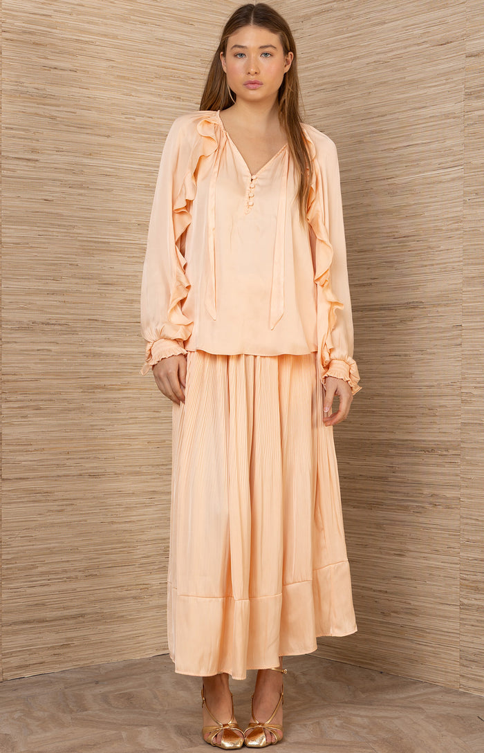 Rin Charmeuse Top, color-Orange