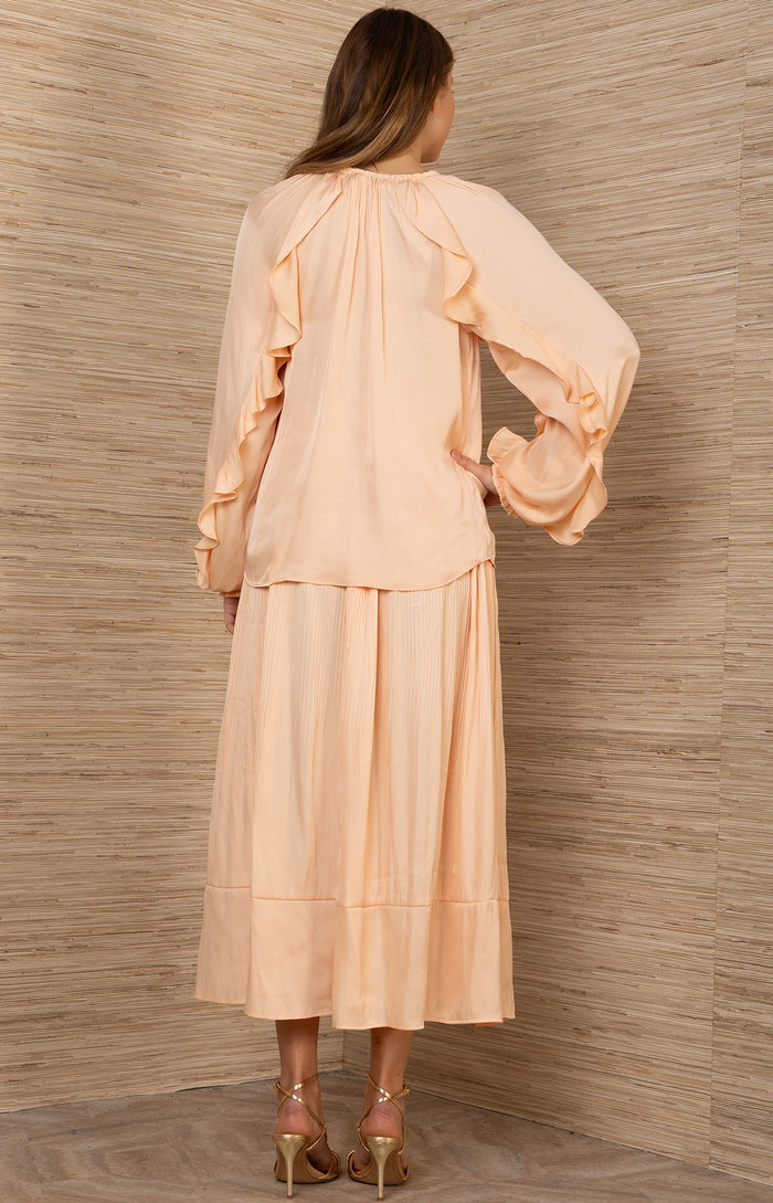 Rin Charmeuse Top, color-Orange