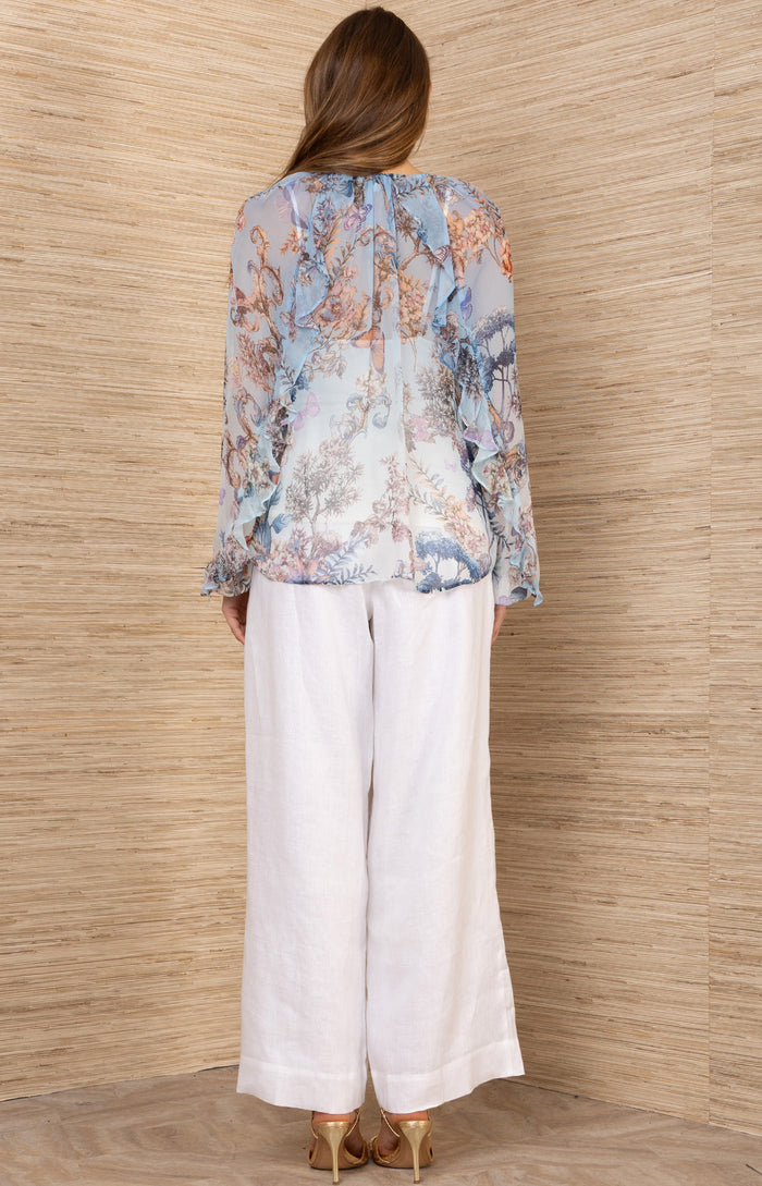 Rin Silk Georgette Top, color-Blue