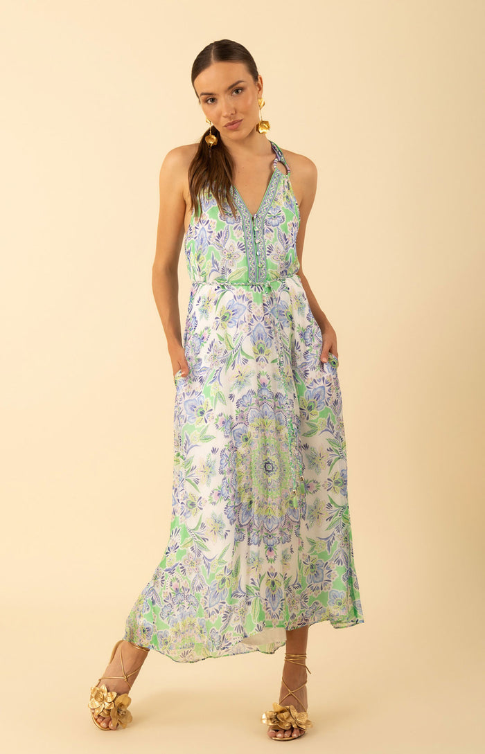 Rival Chiffon Dress, color-Green