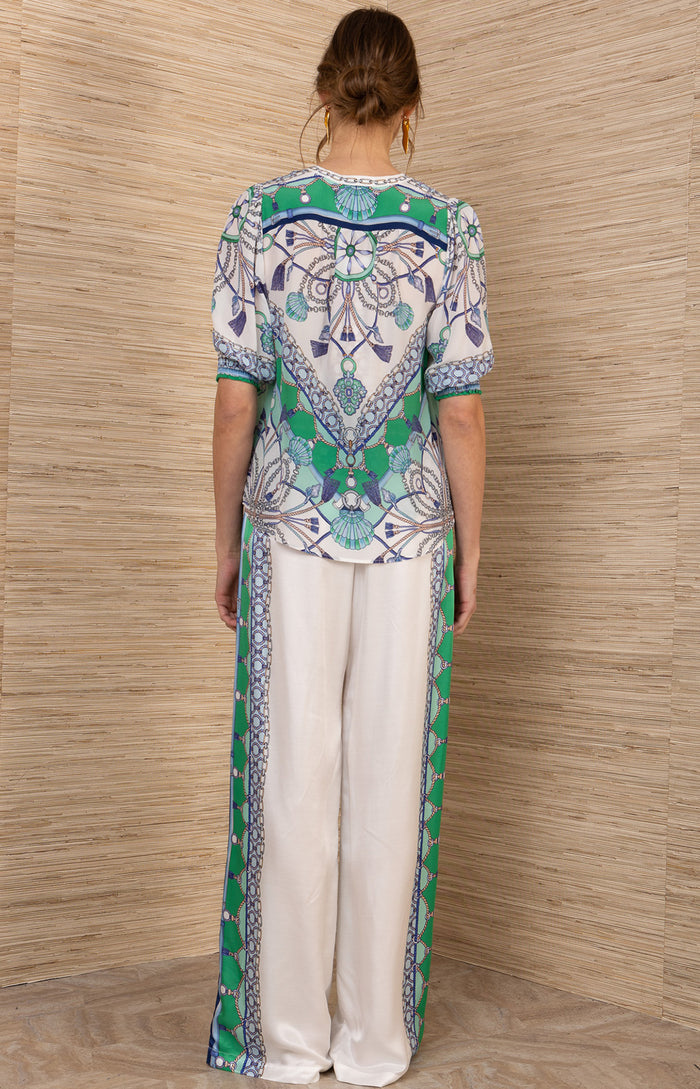 Roux Silk Top, color-Blue
