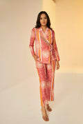 Rust-Wrap Jacket And Pants Set In Bukhara Print, exclsive in house created print inspired by the architecture of Uzbekistan, BeTrue, Be True