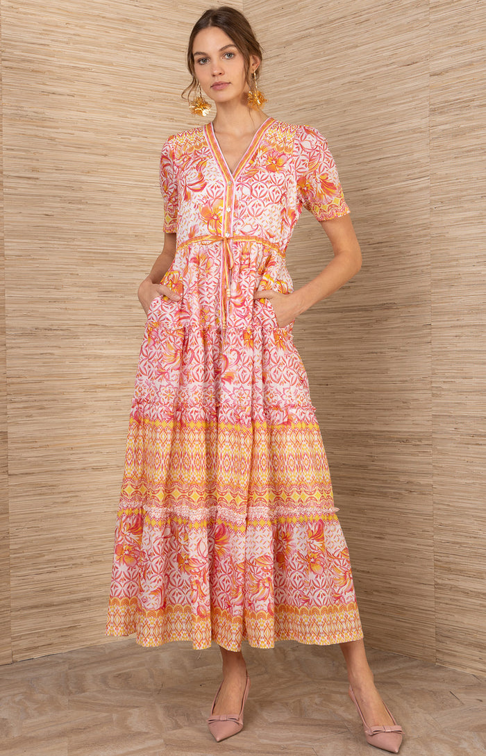 Ruthie Voile Maxi Dress, color-Pink