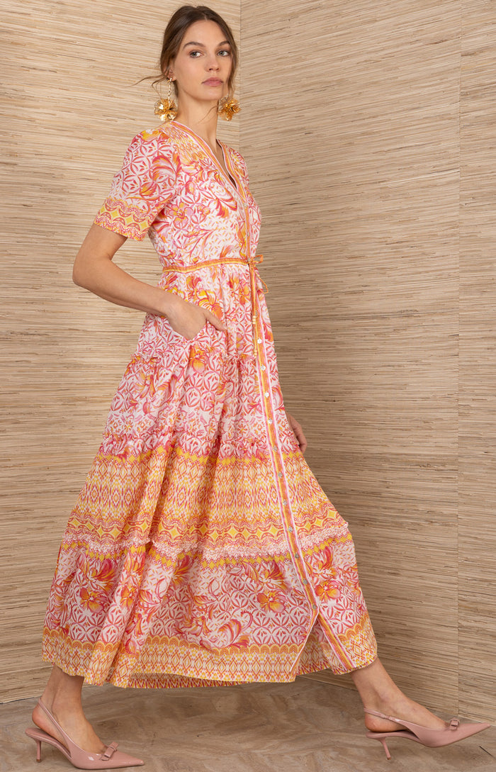 Ruthie Voile Maxi Dress, color-Pink