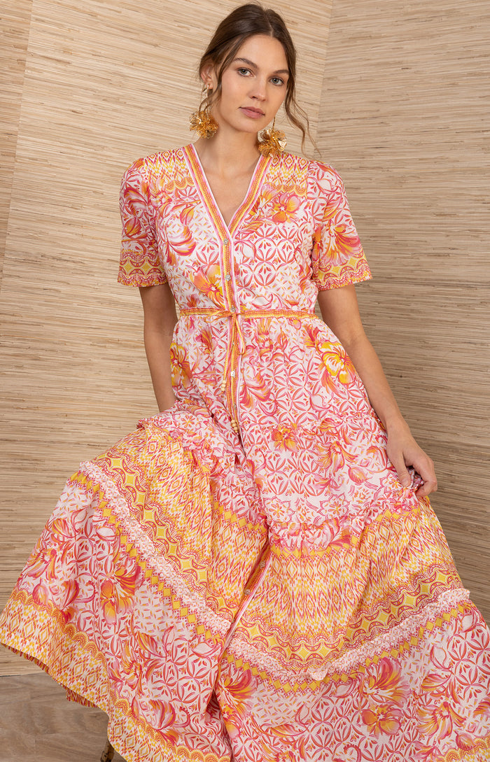 Ruthie Voile Maxi Dress, color-Pink