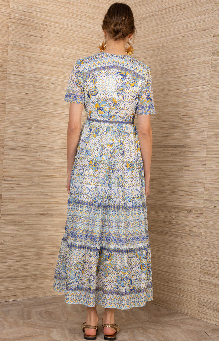 Ruthie Voile Maxi Dress, color-Blue