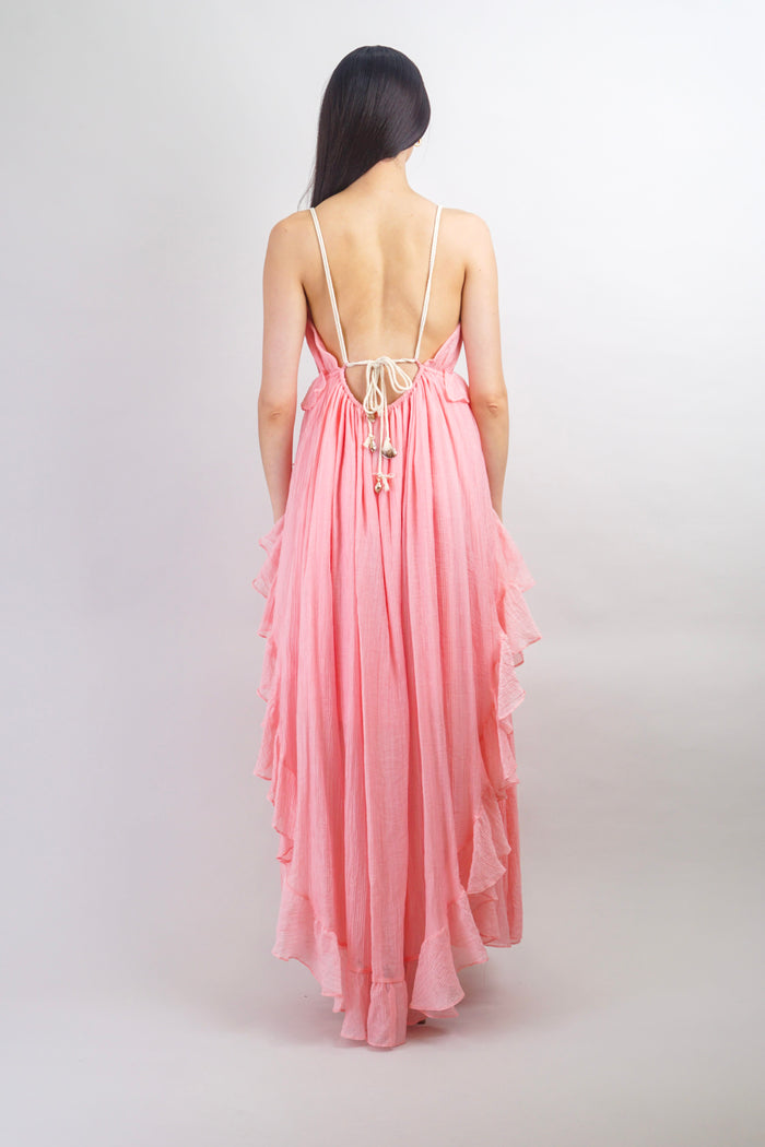 Private Label DRESSES Salmon Ruffle Empire Maxi Dress
