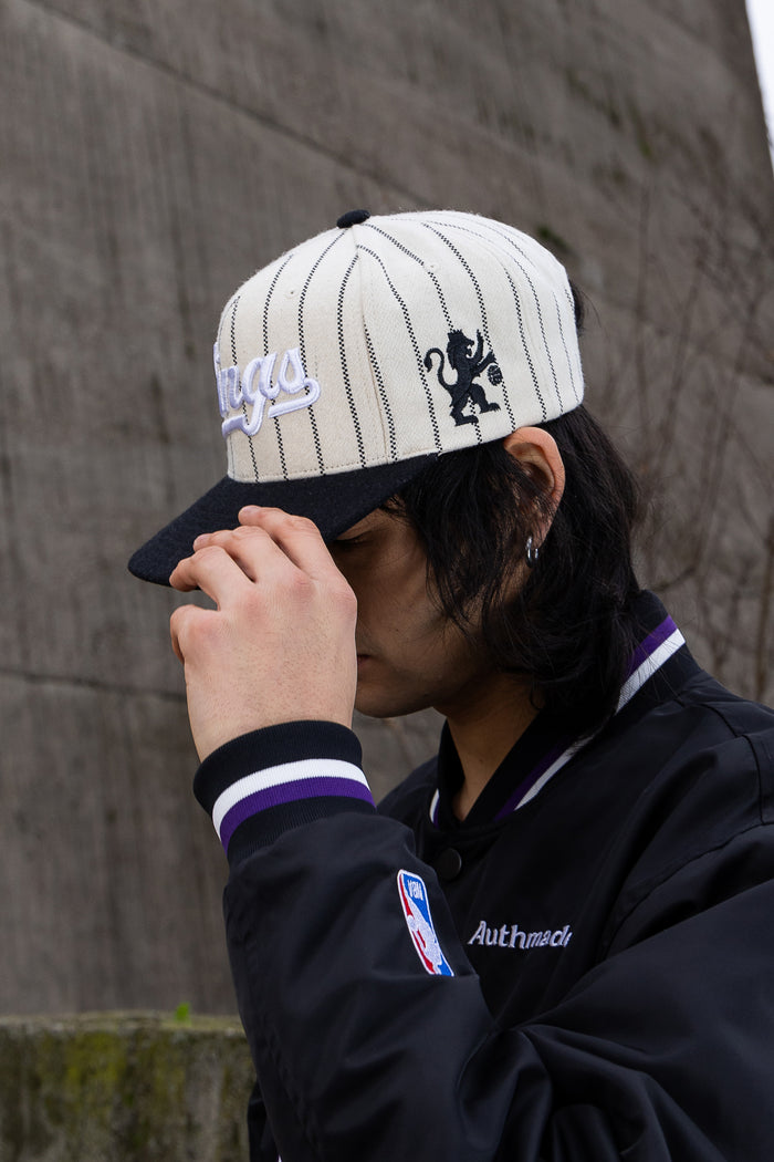 Script Pin Striped Strapback Adjustable
