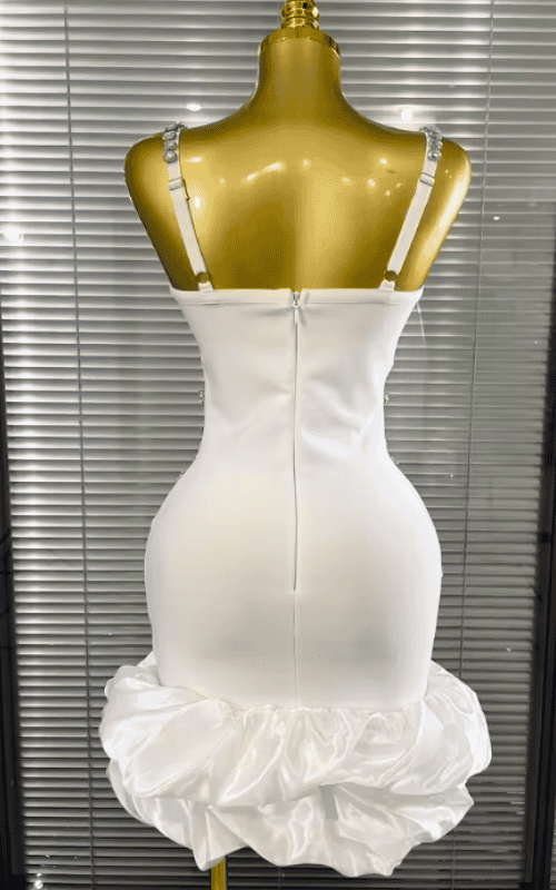 Serenity Crystal Ball Gown Strap V-Neck Bandage Mini Dress