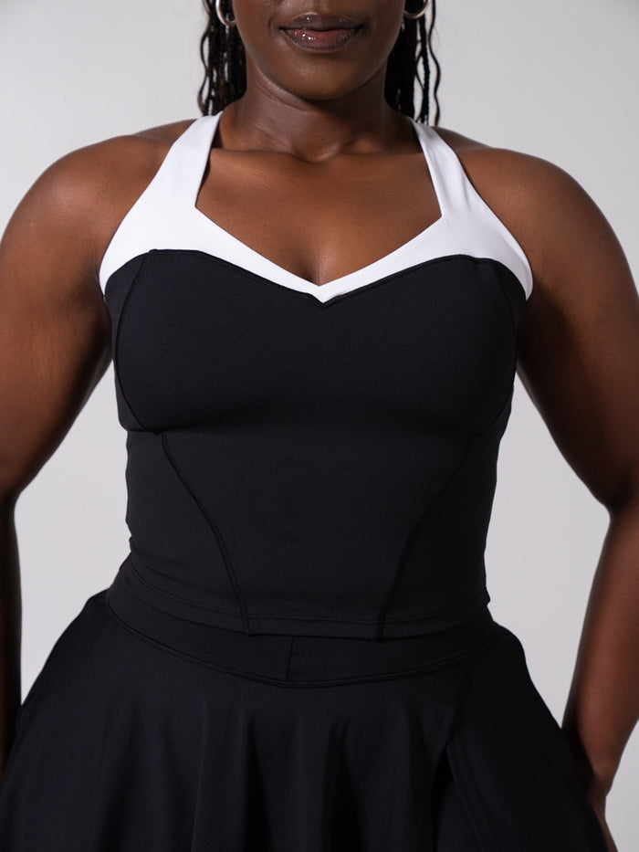 Served Waist Tank - Onyx Black and White