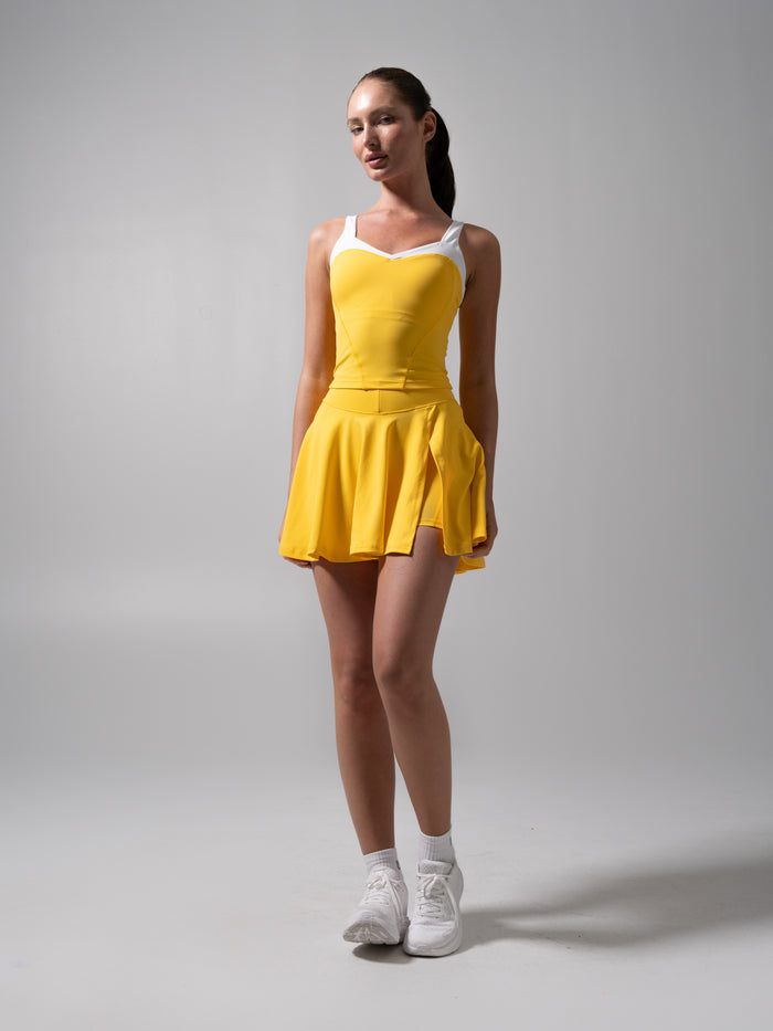 Served Waist Tank - Pineapple and White