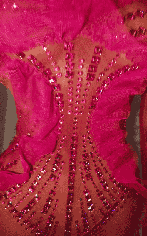 Sexy sparkly rhinestone see-through jumpsuit with long sleeves and fitted mesh design. Perfect for parties, nightlife, and glam evening looks.