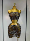 Sherry Rhinestone Sheer Two Piece Evening Gown Set