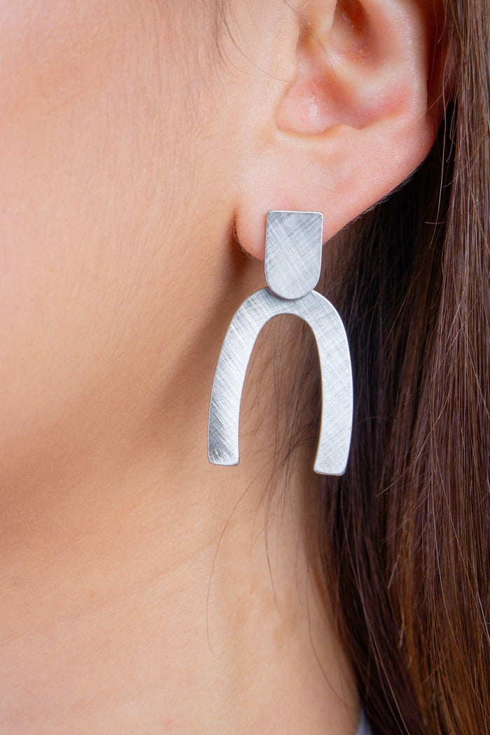 DCD EARRINGS Silver Silver Brushed Horseshoe Earrings