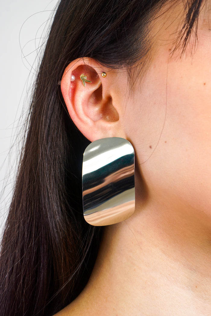 Private Label EARRINGS Silver Silver Stainless Steel Curve Earring