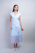 Private Label DRESSES Sky Black Striped Wrap Maxi Dress