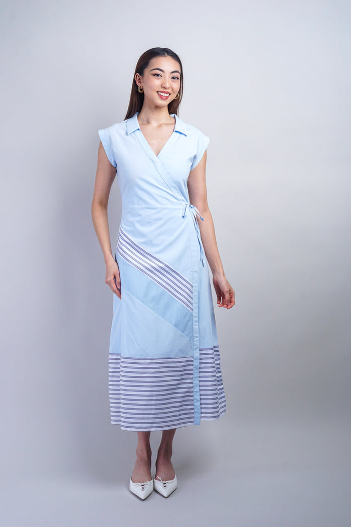 Private Label DRESSES Sky Black Striped Wrap Maxi Dress