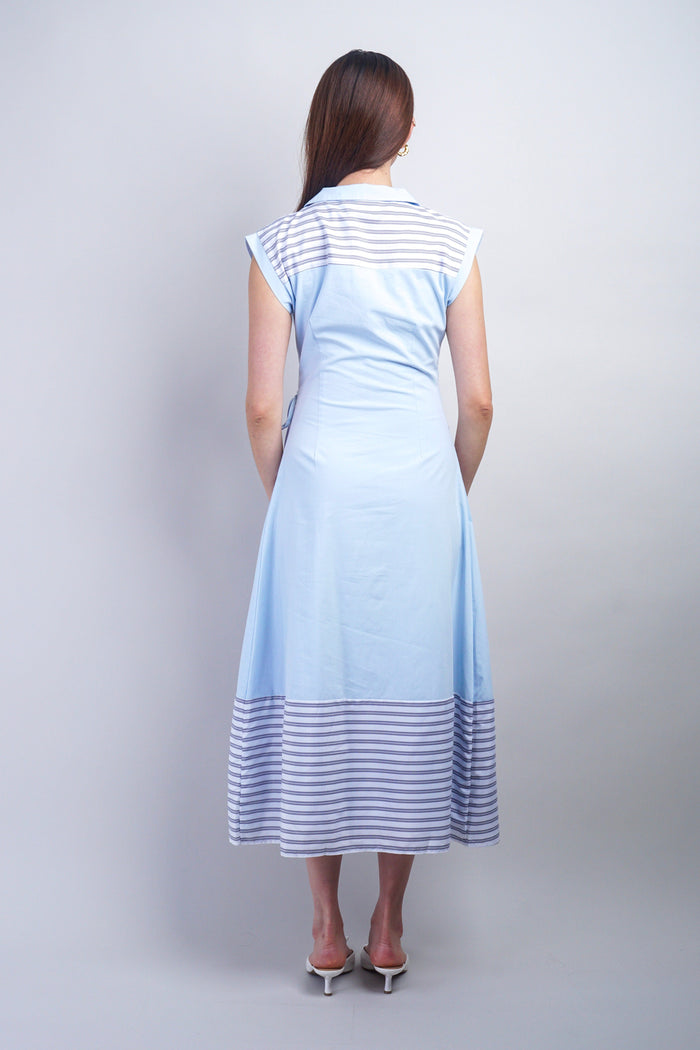 Private Label DRESSES Sky Black Striped Wrap Maxi Dress