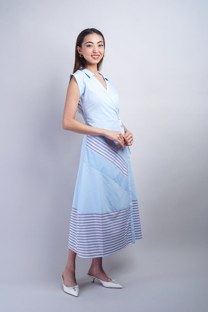 Private Label DRESSES Sky Black Striped Wrap Maxi Dress