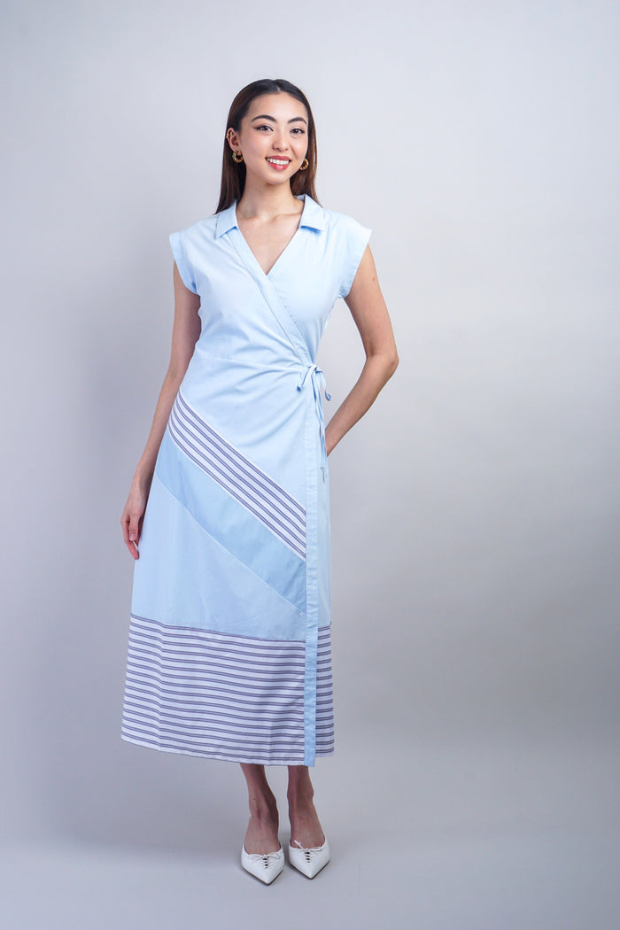 Private Label DRESSES Sky Black Striped Wrap Maxi Dress