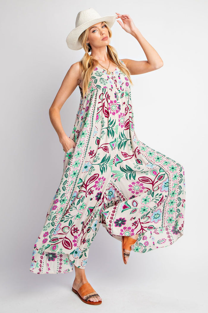 SLEEVELESS PRINTED ROMPER/JUMPSUIT PANTS