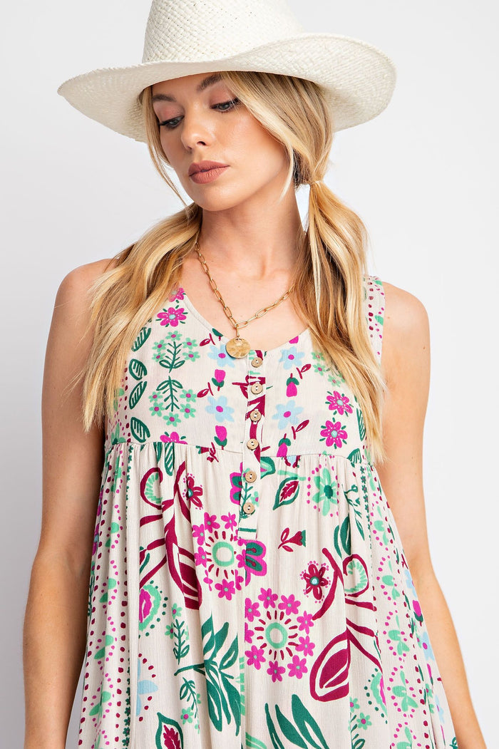 SLEEVELESS PRINTED ROMPER/JUMPSUIT PANTS