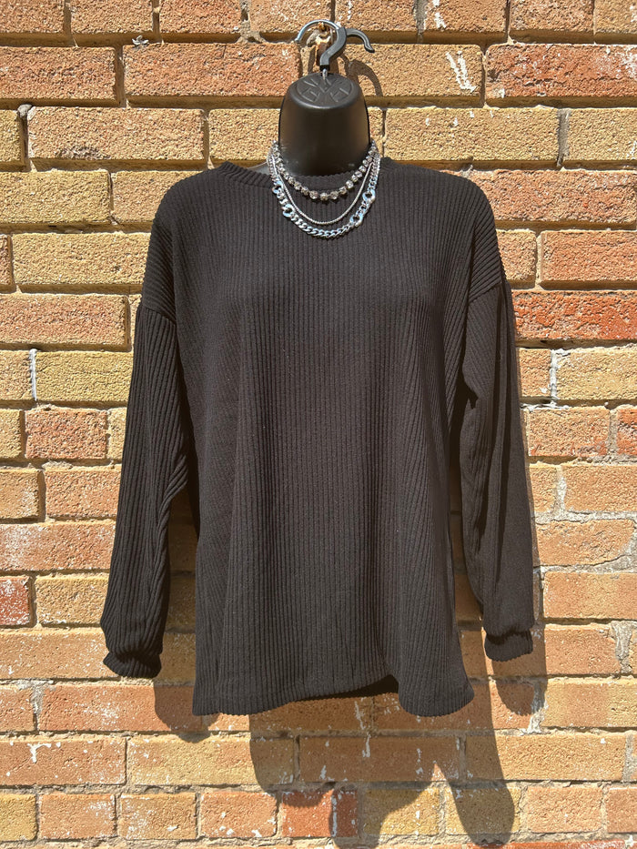 Soft Ribbed Long Sleeve Tops- 4 Colors