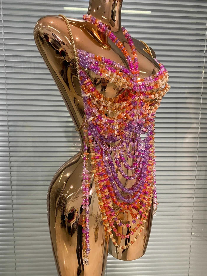 Stacy Irregular Acrylic Crystal Beading Body Chain