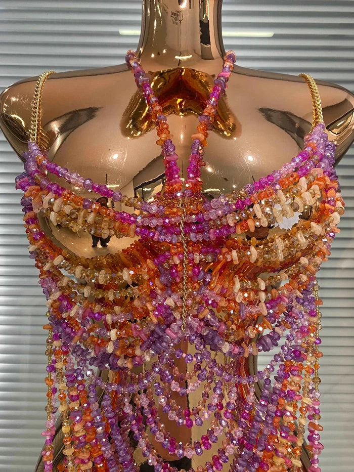Stacy Irregular Acrylic Crystal Beading Body Chain