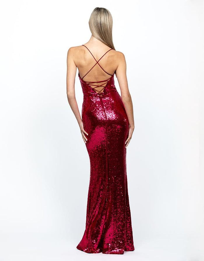 Stephanie Draped Cowl Sequin Gown - Dress - Bariano