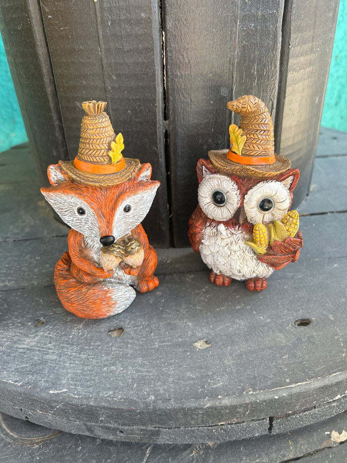 TABLE DECOR RESIN FOX/OWL 5"H