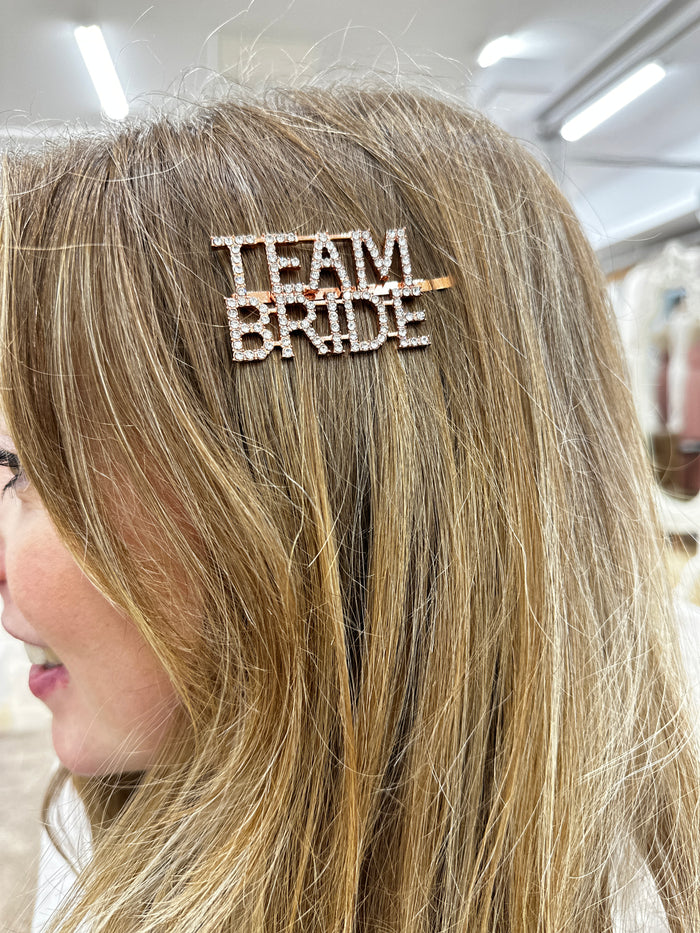 TEAM BRIDE Rhinestone Hair Slide Rose Gold - Giftware - Honey Fawn Boutique