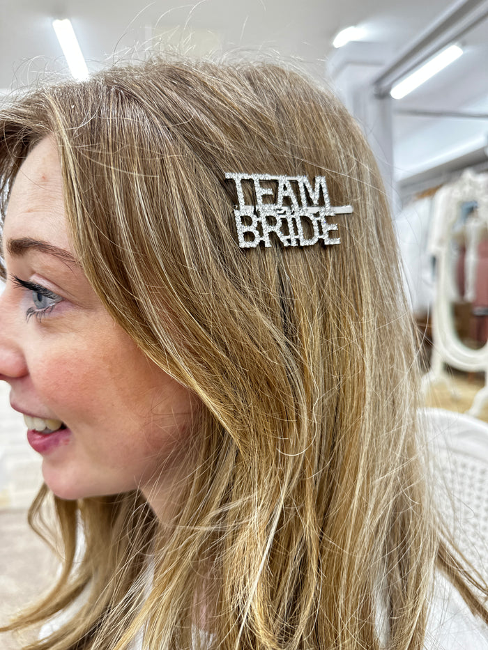TEAM BRIDE Rhinestone Hair Slide Silver - Giftware - Honey Fawn Boutique