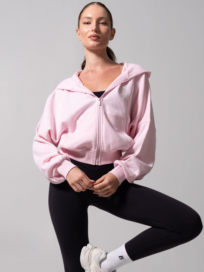 Threads Waist Zip Hoodie - Light Hot Mess