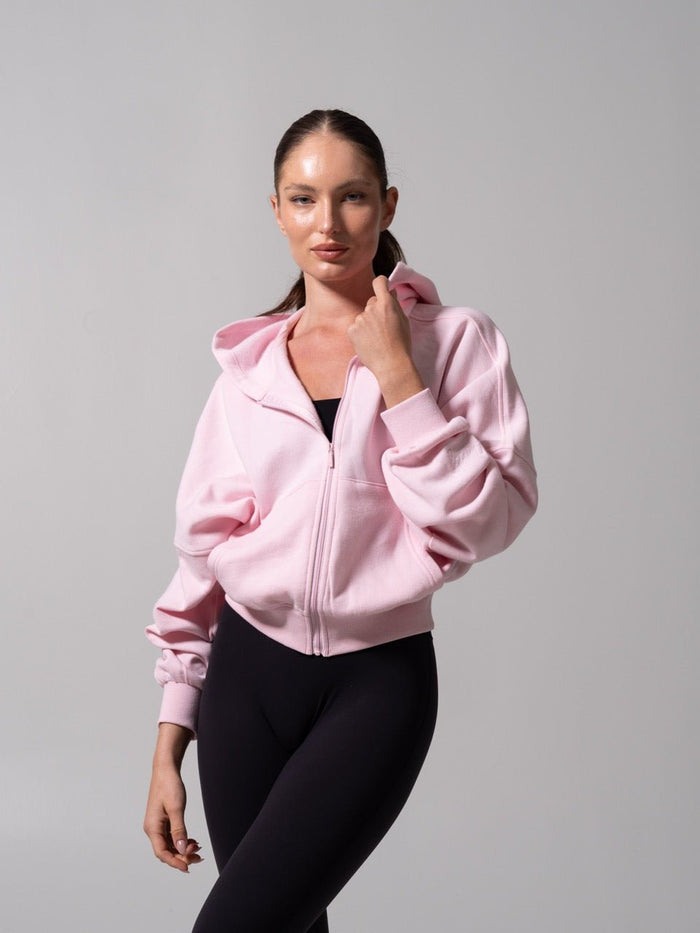 Threads Waist Zip Hoodie - Light Hot Mess