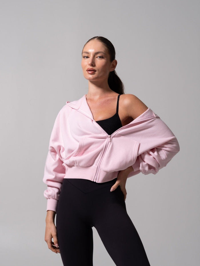 Threads Waist Zip Hoodie - Light Hot Mess