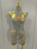Toni Crystal See Through Stretch Mini Dress