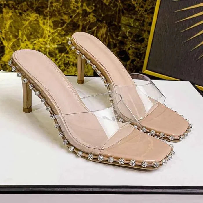 Transparent Diamond High-Heeled Slides