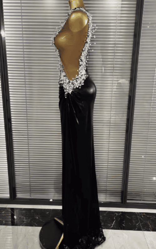 Trixie One Shoulder Beaded Long Sleeve Bodycon Maxi Gown